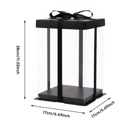 Clear PVC Bouquet Gift Boxes 5 Pack 17x17x28cm Black Ribbon