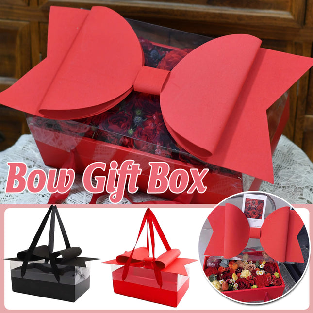 Clear Handheld Flower Gift Box Bow Fruit Flower Packaging Display Box Floral