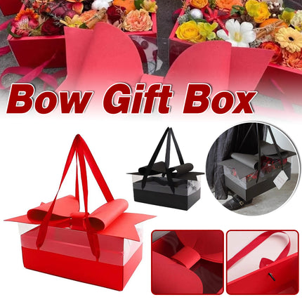 Clear Handheld Flower Gift Box Bow Fruit Flower Packaging Display Box Floral