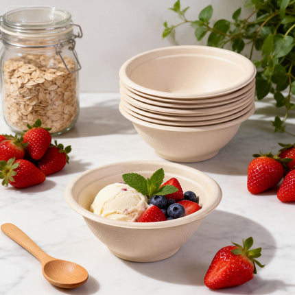 100Pcs Disposable Food Grade Paper Bowl Eco Friendly Waterproof Oil Proof Use