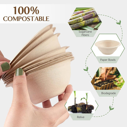 100Pcs Disposable Food Grade Paper Bowl Eco Friendly Waterproof Oil Proof Use