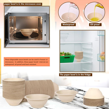 100Pcs Disposable Food Grade Paper Bowl Eco Friendly Waterproof Oil Proof Use