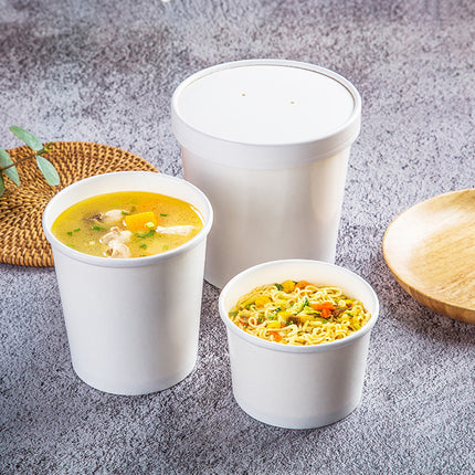 50PCS 235/350ml Kraft Paper Bowls Soup Noodle Bowls for Party Takeaway Food Use
