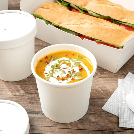 50PCS 235/350ml Kraft Paper Bowls Soup Noodle Bowls for Party Takeaway Food Use