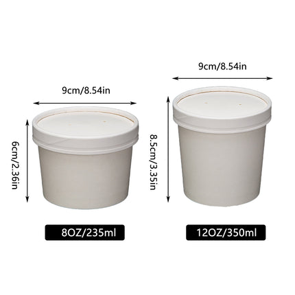 50PCS 235/350ml Kraft Paper Bowls Soup Noodle Bowls for Party Takeaway Food Use