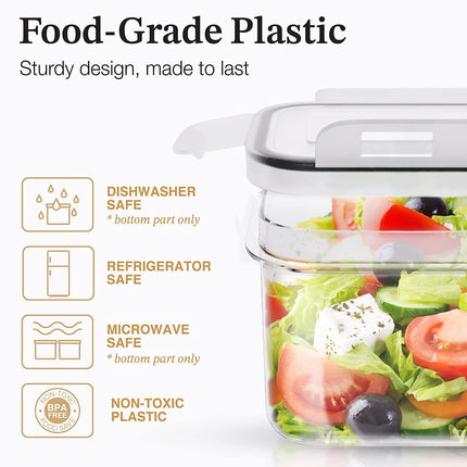 8 Or 16 Pcs Clear Food Storage Containers with Silicone Seal Lids