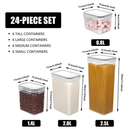 24PCS Transparent Kitchen Storage Container Food-Grade PP Plastic for Food Use