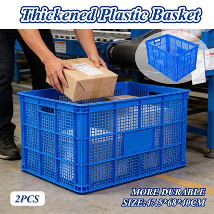 2PCS Heavy Duty Plastic Storage Basket Large Capacity Tote Box for Warehouse