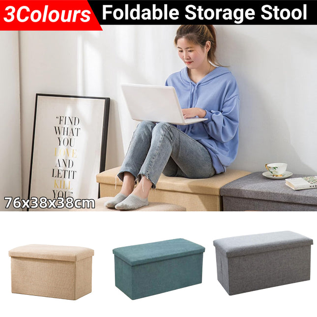 Storage Ottoman Stool Rectangular Folding Design Footrest Seat With Storage