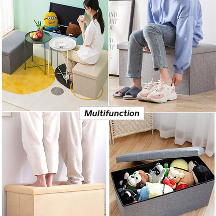 Storage Ottoman Stool Rectangular Folding Design Footrest Seat With Storage