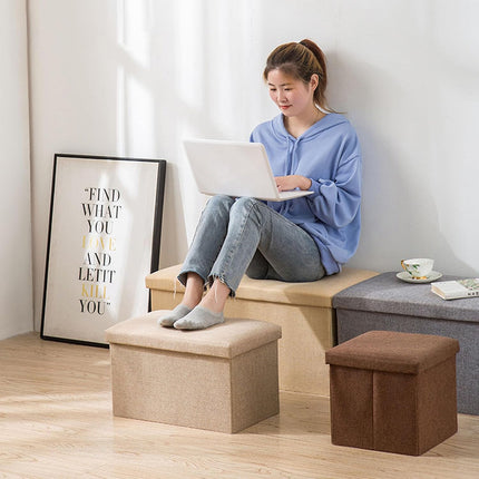 Storage Ottoman Stool Rectangular Folding Design Footrest Seat With Storage