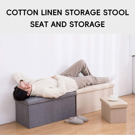 Storage Ottoman Stool Rectangular Folding Design Footrest Seat With Storage