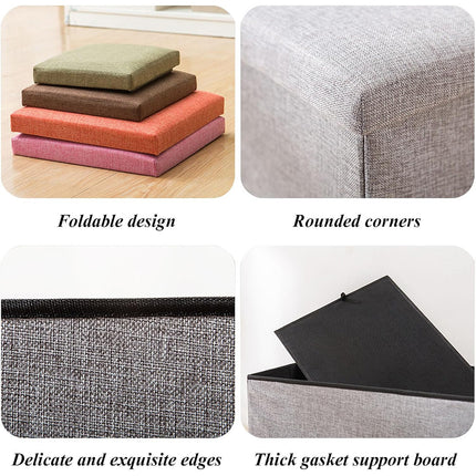 Storage Ottoman Stool Rectangular Folding Design Footrest Seat With Storage