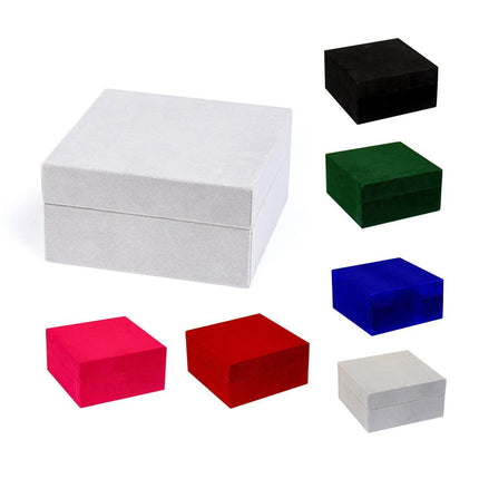 Solid Colour Velvet Jewelry Box Wooden Square Gift Packing Case Velvet Organizer