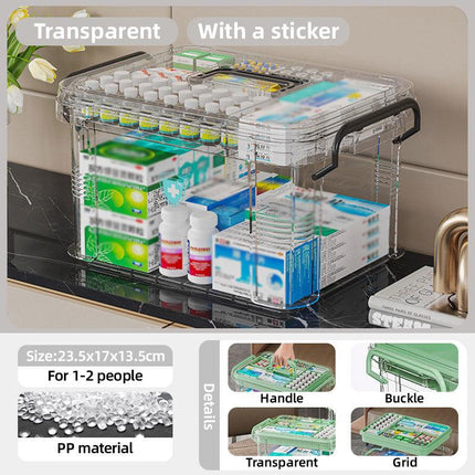 Household Medicine Cabinet Transparent Storage Box First Aid Organizer with Lid