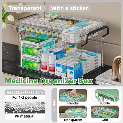 Household Medicine Cabinet Transparent Storage Box First Aid Organizer with Lid