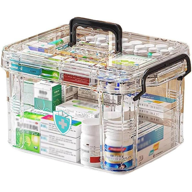 Household Medicine Cabinet Transparent Storage Box First Aid Organizer with Lid