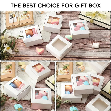 40PCS Kraft Gift Box with Clear Window Small Gift Jewelry Box for Party Favors