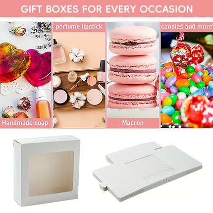 40PCS Kraft Gift Box with Clear Window Small Gift Jewelry Box for Party Favors
