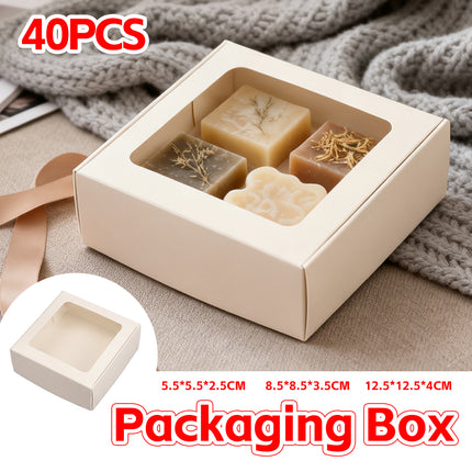 40PCS Kraft Gift Box with Clear Window Small Gift Jewelry Box for Party Favors
