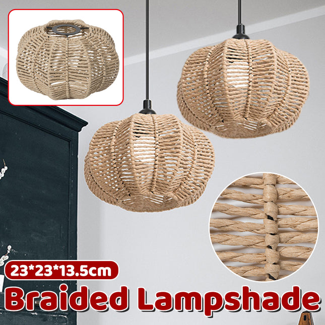 Handwoven Paper Rope Lampshade 23x13.5cm Natural Braided Pendant Light Shade