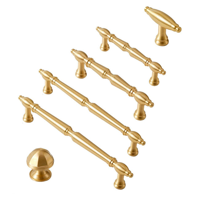 Brass Cabinet Pull Handles 6 Sizes for Doors Wardrobe Drawers Shoe Cabinet