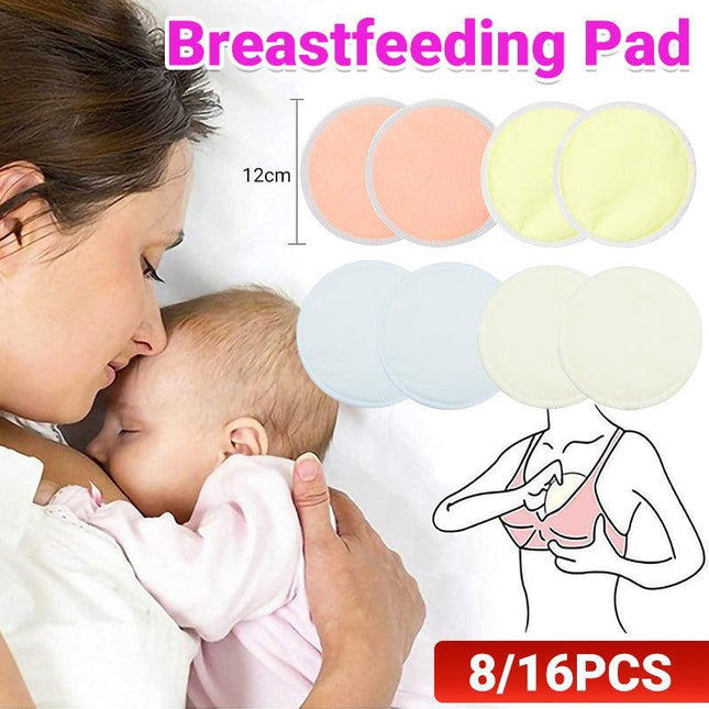 Bamboo Reusable Breast Pads Nursing Breastfeeding Plain Washable Pack of 8/16PCS - Aimall