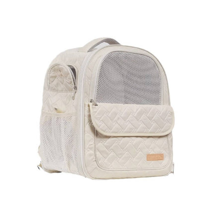 Breathable Pet Backpack Carrier Quilted Cat Dog Bag with Ventilation Window