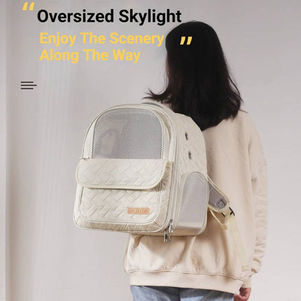 Breathable Pet Backpack Carrier Quilted Cat Dog Bag with Ventilation Window