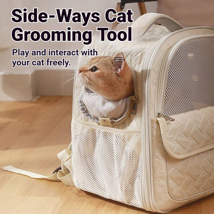 Breathable Pet Backpack Carrier Quilted Cat Dog Bag with Ventilation Window