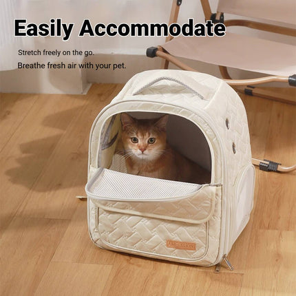 Breathable Pet Backpack Carrier Quilted Cat Dog Bag with Ventilation Window