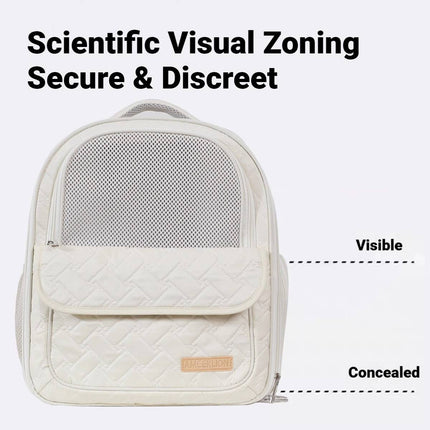 Breathable Pet Backpack Carrier Quilted Cat Dog Bag with Ventilation Window