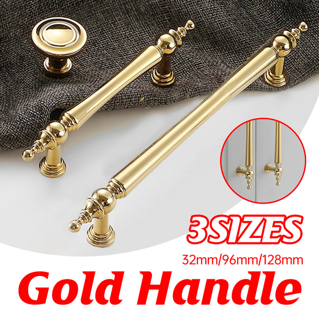 Light Luxury Brass Cabinet Handles 3 Sizes Gold Vintage Wardrobe Drawer Pull