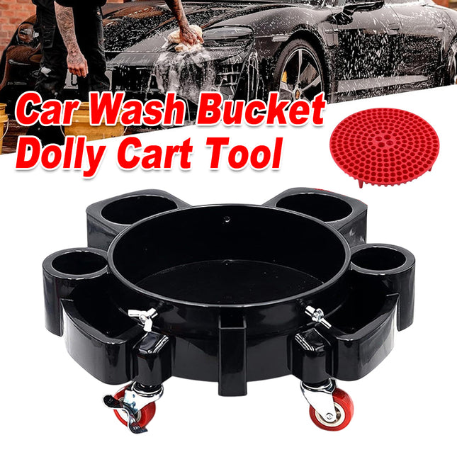 5 Gallon 15.7L Professional Car Wash Detail Bucket Dolly Heavy Duty Wheels Casters