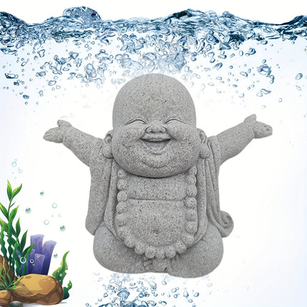 Stone Buddha Statue Fish Tank Decor Landscape Ornament Garden Sculpture Display