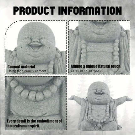 Stone Buddha Statue Fish Tank Decor Landscape Ornament Garden Sculpture Display