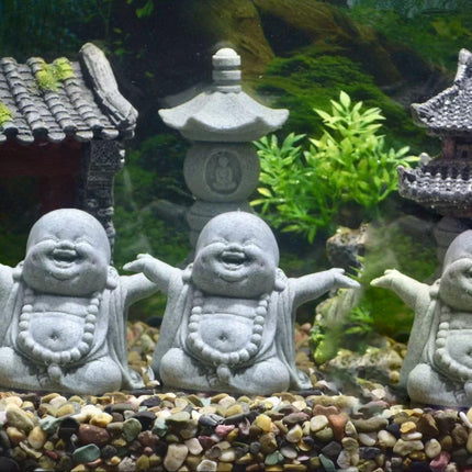 Stone Buddha Statue Fish Tank Decor Landscape Ornament Garden Sculpture Display