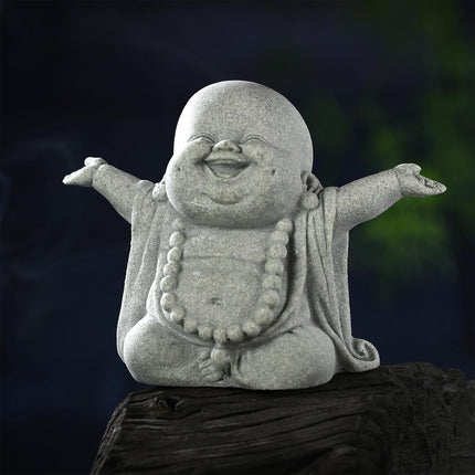 Stone Buddha Statue Fish Tank Decor Landscape Ornament Garden Sculpture Display