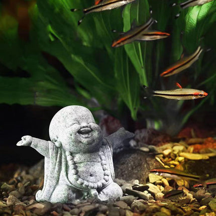 Stone Buddha Statue Fish Tank Decor Landscape Ornament Garden Sculpture Display