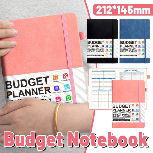 A5 Undated Monthly Budget Planner Hardcover Notebook 3 Colours