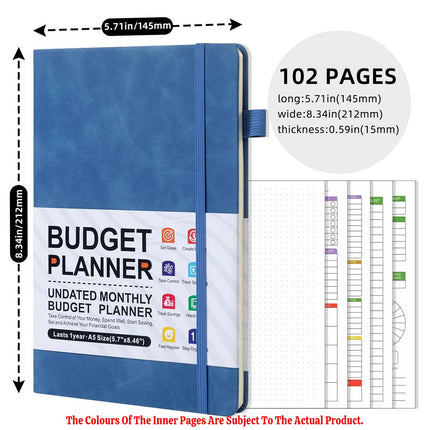 A5 Undated Monthly Budget Planner Hardcover Notebook 3 Colours