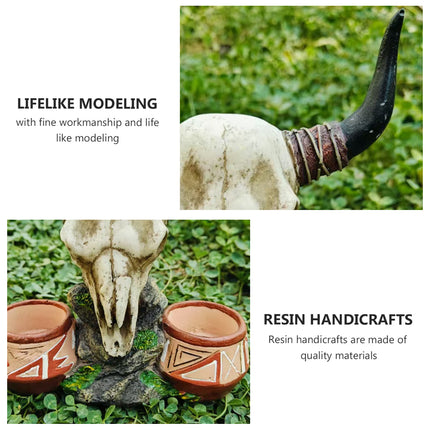 Bull Head Reptile Water Bowl Resin Reptile Dish Decor