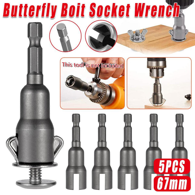 5pcs 67mm Butterfly Nut Socket Wrench Set High Torque Bolt Tightening Tool