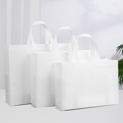 100PCS Reusable Non Woven Shopping Bags Eco Friendly Washable Tote Bags White