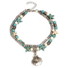 Boho Beaded Anklet with Ocean Charms Alloy Chain Jewellery 5 Styles