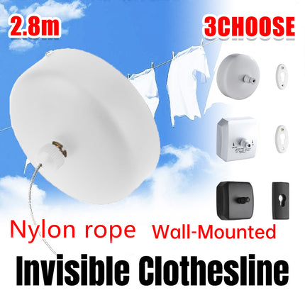2.8m Length Stainless Steel Wall-Mounted Retractable Invisible Clothesline