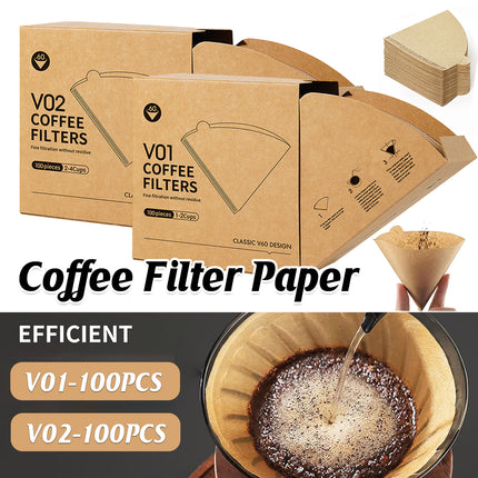 100PCS Coffee Filter Paper Drip Cone Funnel Handmade Filters for Coffee Machine