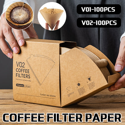 100PCS Coffee Filter Paper Drip Cone Funnel Handmade Filters for Coffee Machine