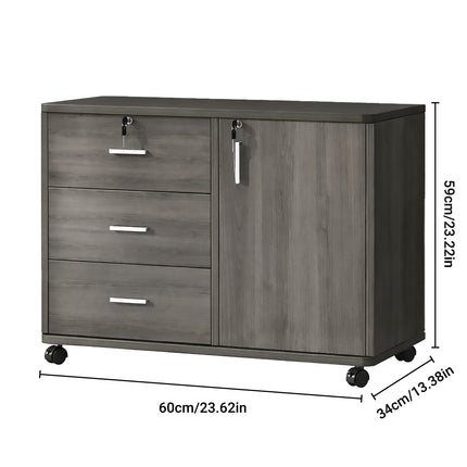 Large Wooden Office Cabinet with Drawers Lockable Spacious Home Filing Storage