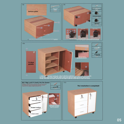Large Wooden Office Cabinet with Drawers Lockable Spacious Home Filing Storage